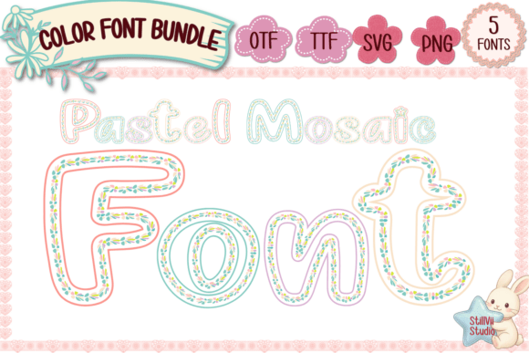 Pastel Mosaic Font Bundle: Charming Typography for Cozy Designs